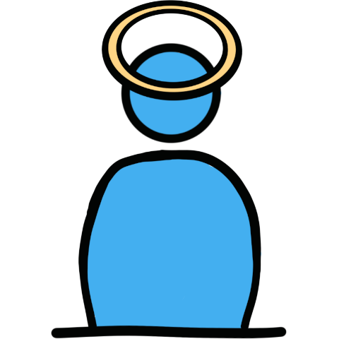 a blue figure with a halo.